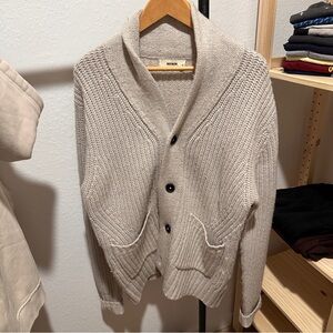 Buck Mason Men's Cream Cardigan Sweater